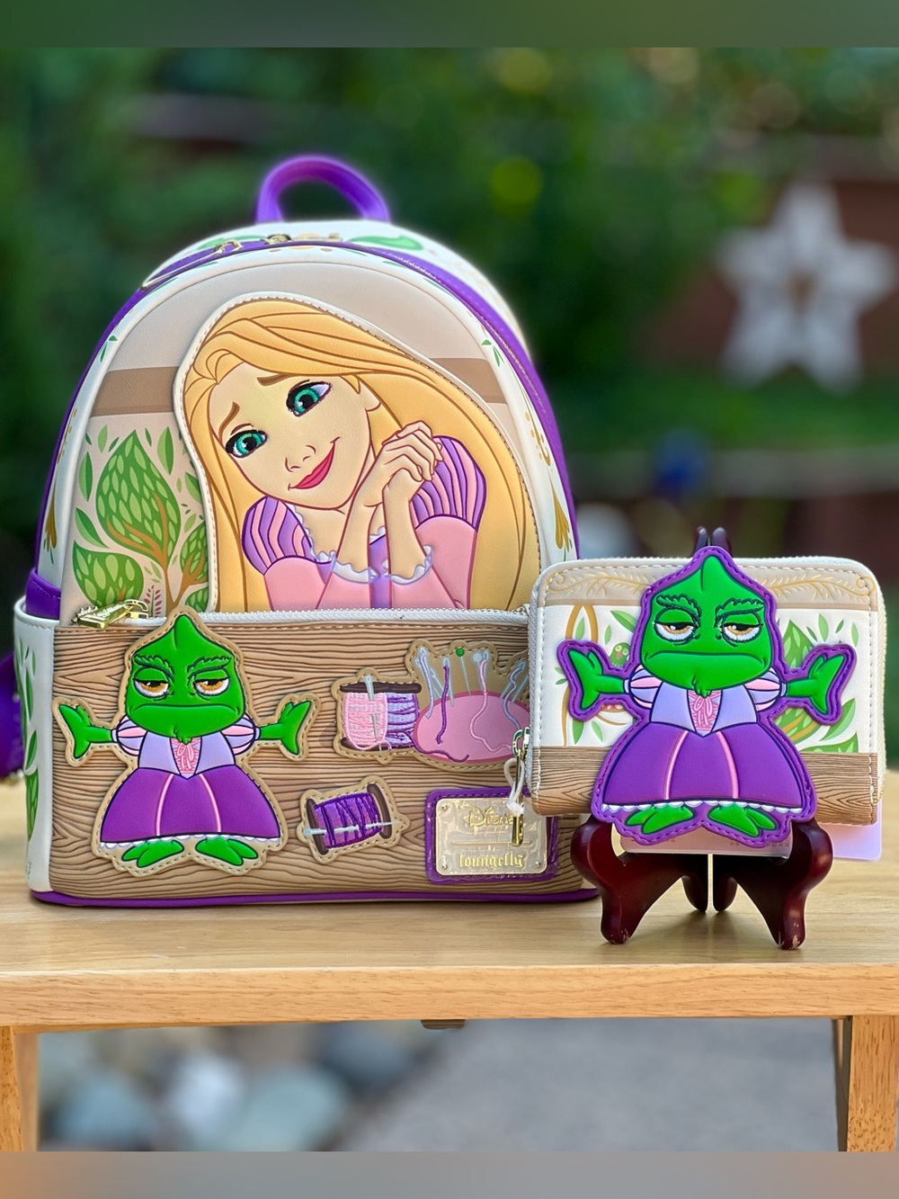 Loungefly Disney Tangled Rapunzel & Pascal Dress Mini Backpack & Wallet Set NWT